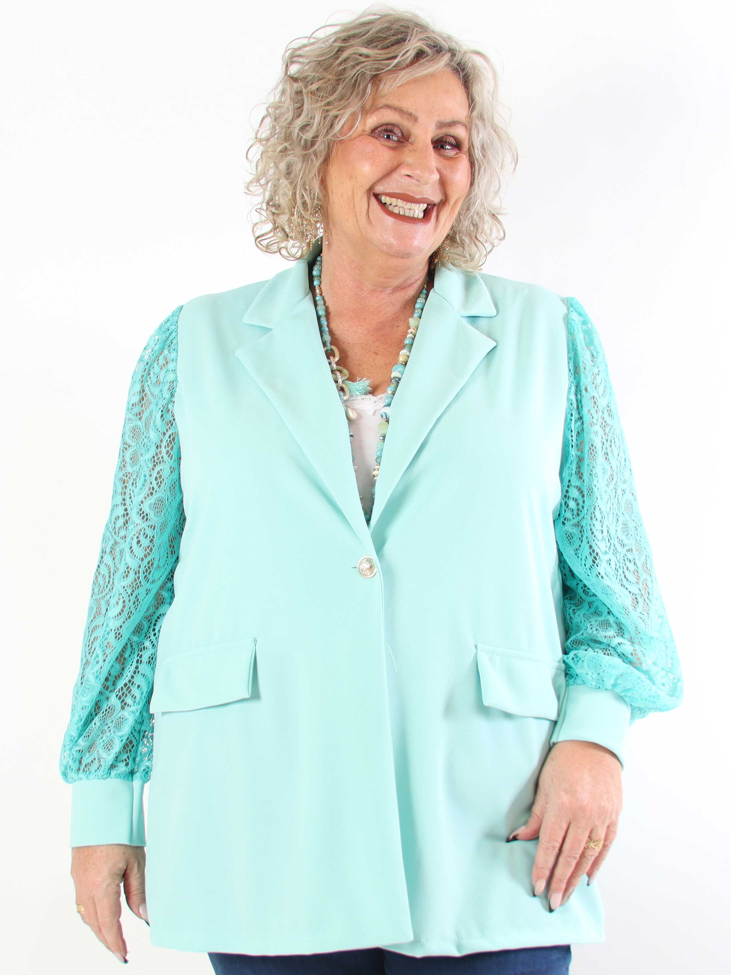 Kata Lace - Oversized blazer med blondeærmer